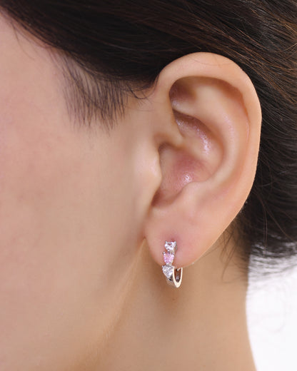 Pink Stone Earring (Rhodium Plated)