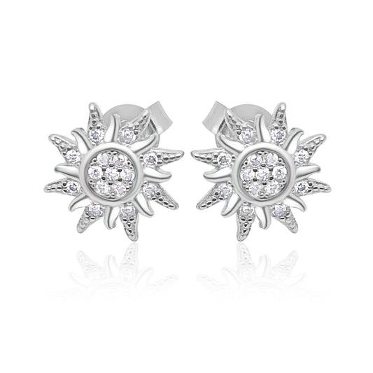 Itsmee Sun Earrings (Rhodium Plated)