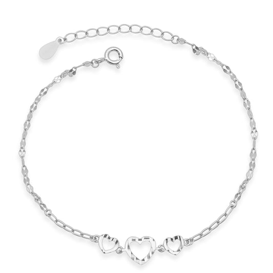 Tiny Hearts Bracelet (Rhodium Plated)