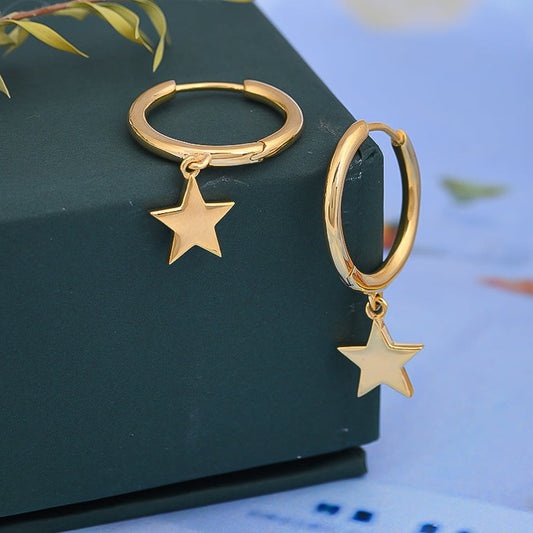 Hanging Star Earrings (Premium Gold Plated)