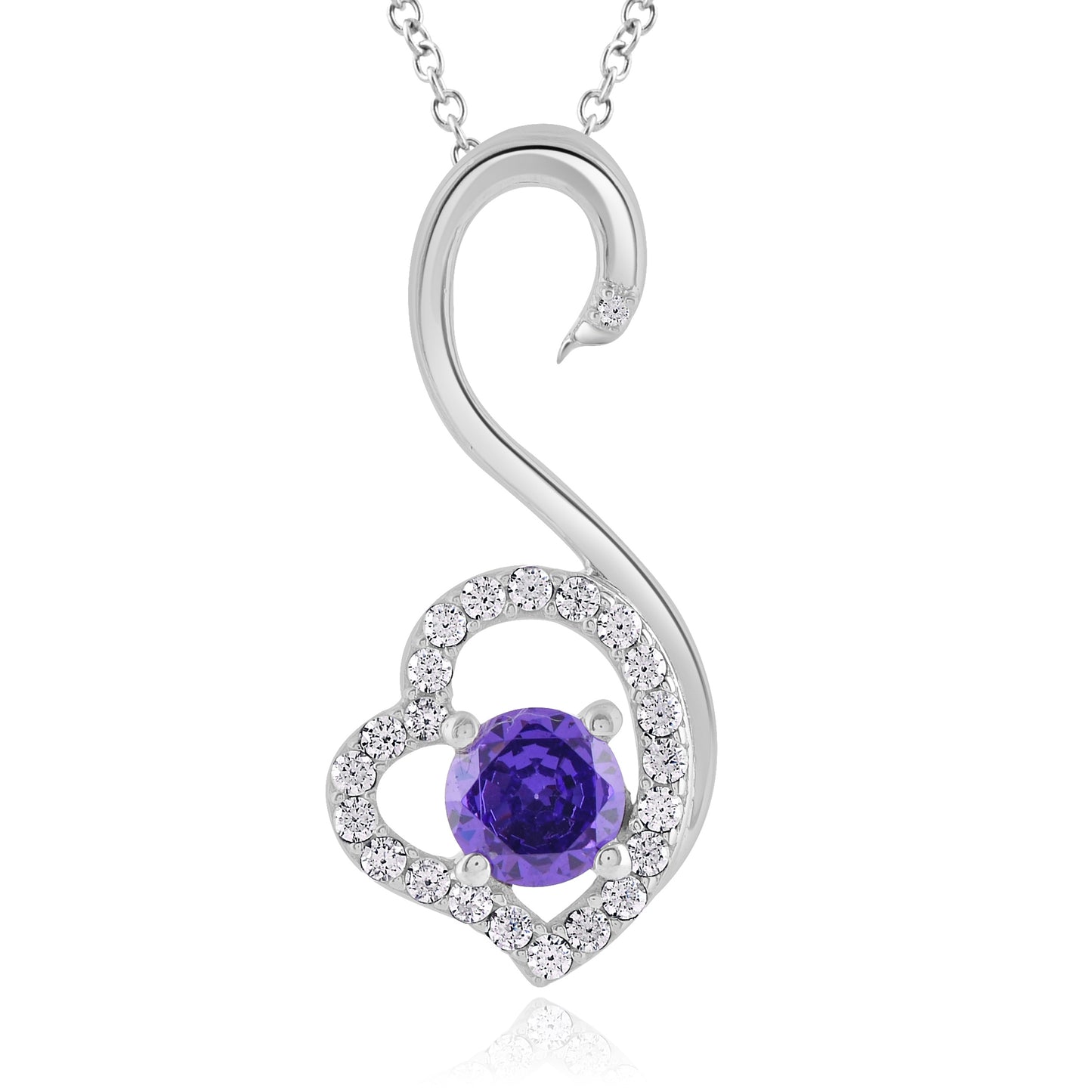 Purple Swan Heart Necklace