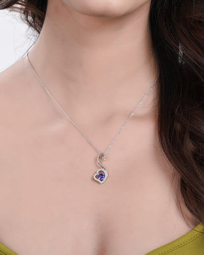 Purple Swan Heart Necklace