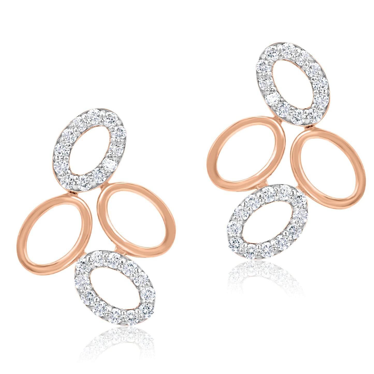 Stack Oval Earrings (Rose Gold Plated)