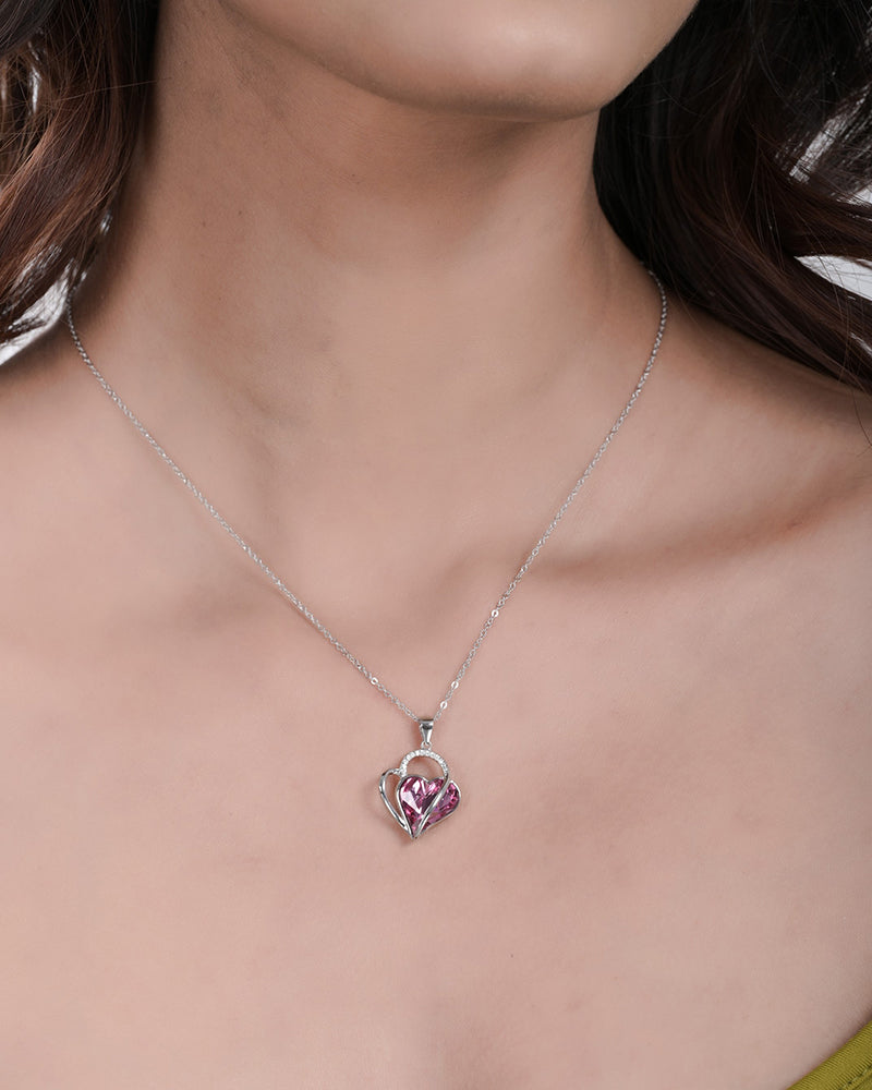 Itsmee In-Heart Necklace (Austrian Crystal & Rhodium Plated)