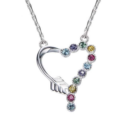 Arrow Heart Necklace (Austrian Crystal & Rhodium Plated)