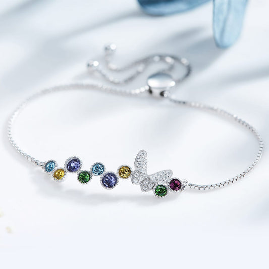 Colorful Stone Butterfly Bracelet (Austrian Crystal)