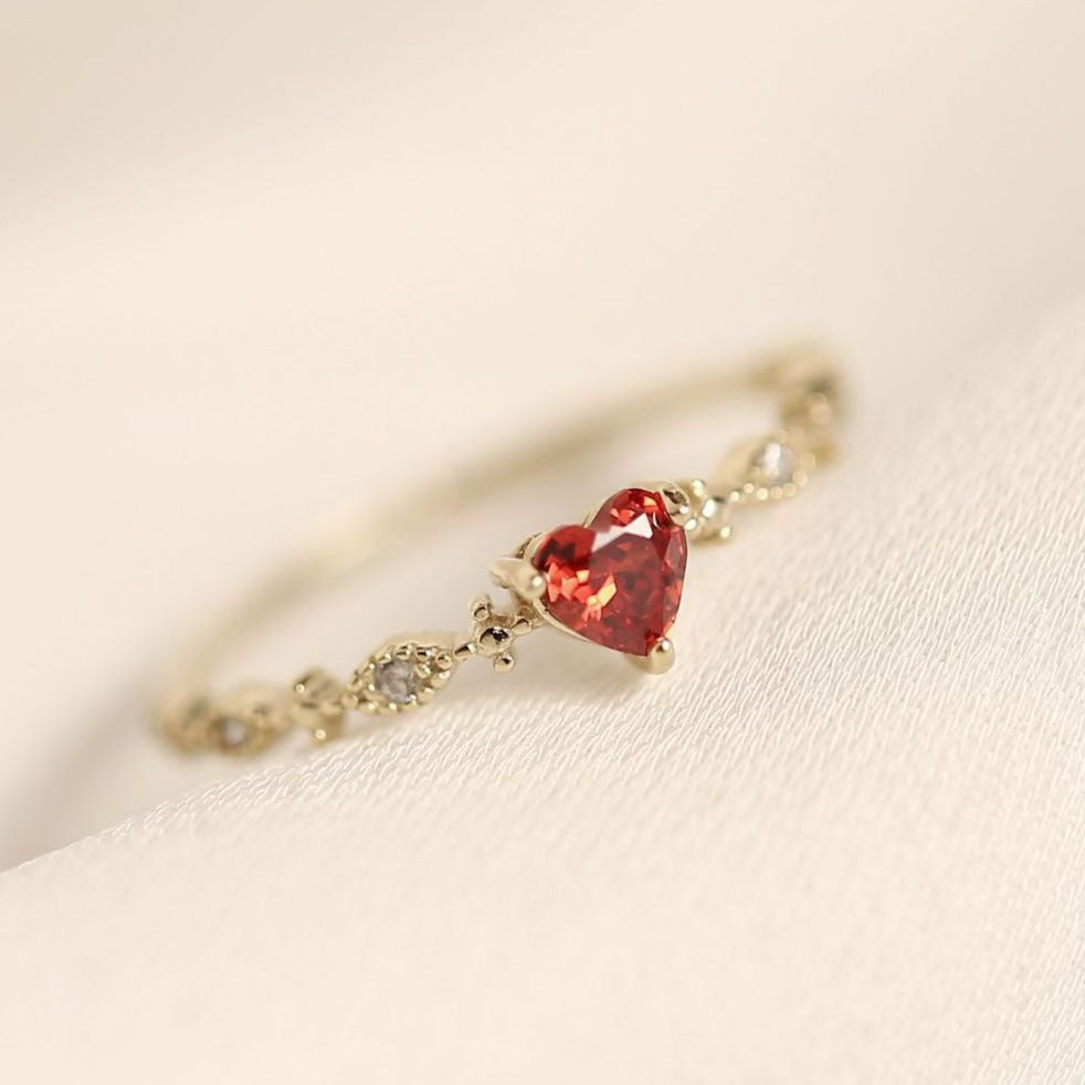 Glitter Heart Ring (Gold Plated)