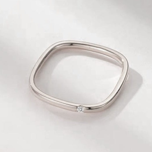 Square-CZ Ring (Rhodium Plated)